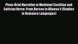 Book Pious Brief Narrative in Medieval Castilian and Galician Verse: From Berceo to Alfonso