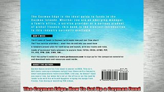 Free PDF Downlaod  The Cayman Edge How To Set Up a Cayman Fund  BOOK ONLINE