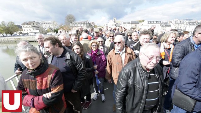Première traversée sur la nouvelle passerelle des Anglais à Soissons