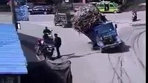 Overload Truck Takes A Tumble On Road-Top Funny Videos-Top Prank Videos-Top Vines Videos-Viral Video-Funny Fails