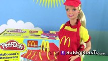 McDonalds Drive-Thru Play-Doh Toy Restaurant! Barbie Serves Peppa Pig, Happy Meal by HobbyKidsTV