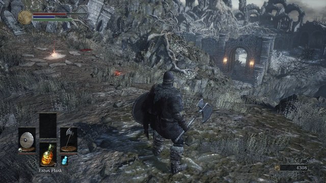 Dark Souls III - Cemetery of Ash: 1st Lothric Vista & Bonfire Light + Estus Flask Supply Information