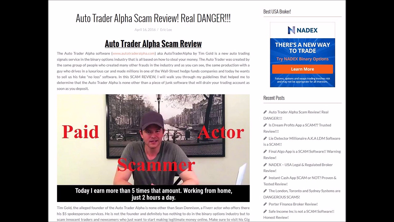 Auto Trader Alpha is a SCAM software   Must see!!