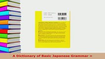 PDF  A Dictionary of Basic Japanese Grammar  Download Online