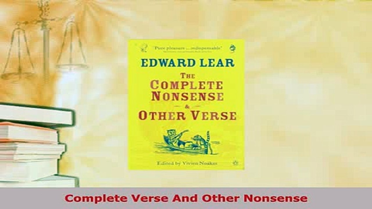 PDF  Complete Verse And Other Nonsense  Read Online