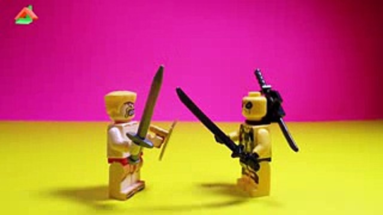 Fight Heroes Ninja vs Barbarian (clash of clans)   Lego Animation   Very Funny Cartoons