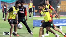 IPL 9 RCB vs DD RCB Players Playing Football Practice Session