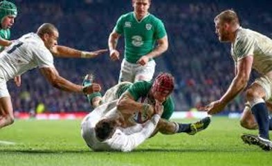 TRY SAVER- Fisher's tackle sets up England try