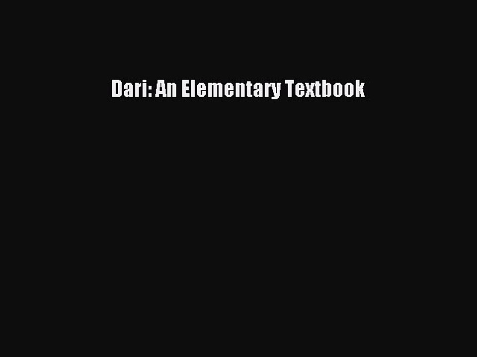 Download Dari: An Elementary Textbook Ebook Online