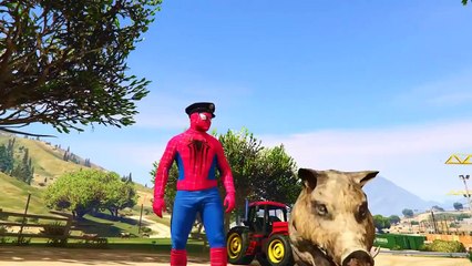 Cars Cartoon Police Car Tractor and Jeep Car for Kids with Spiderman Nursery Rhyme for Children