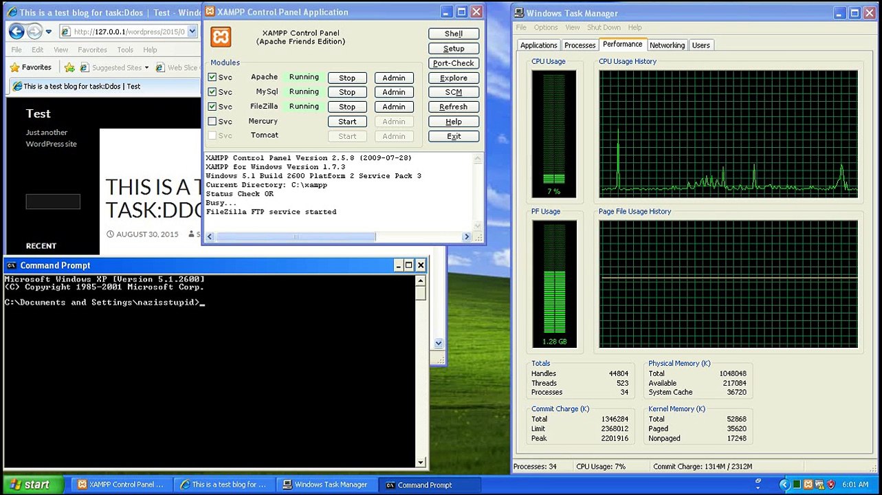 Xerxes  ddos attacking tool in Kali Linux : Attacking web server