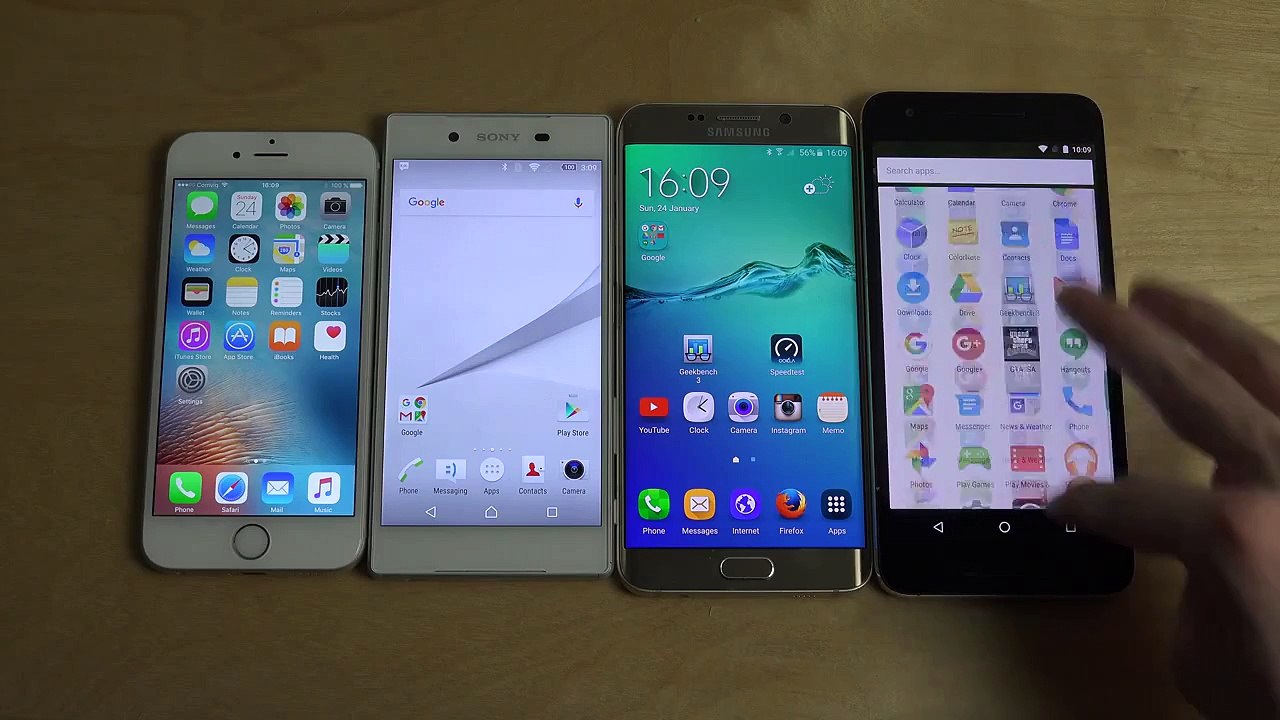iPhone 6S vs  Samsung Galaxy S6 Edge Plus vs  Nexus 6P vs  Sony Xperia Z5   Speed Test!