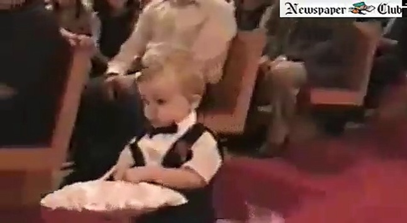 cute kid gets angry during a wedding