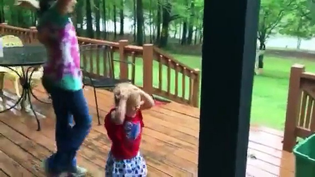 Playing in rain