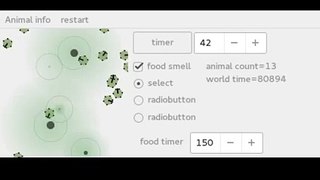 food seeking behavior based on neural network formed by evolution