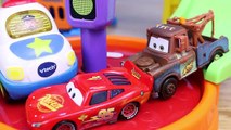 Disney Cars Mater and Lightning McQueen Unboxing of V-Tech Police Station Go Go Smart Wheels Review