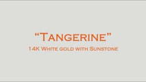 Tangerine 14K Solid White Gold Sunstone Pendant with Solid Gold Chain Necklace Handmade