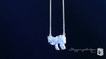 sterling silver cubic zirconia bow necklace