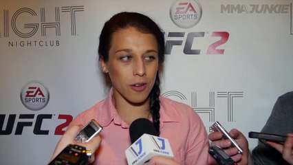Joanna Jedrzejczyk media scrum at EA UFC 2 launch in Las Vegas