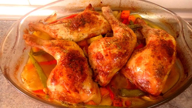 POLLO AL HORNO CON VERDURAS - recetas de cocina faciles rapidas y ricas de hacer saludables