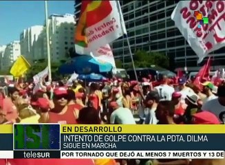 Brasileños se manifiestan en Copacabana para respaldar a Dilma