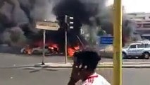 حريق في محطة بنزين في مدينة جدة حي الثغر كيلو3 _ تسرب البنزين