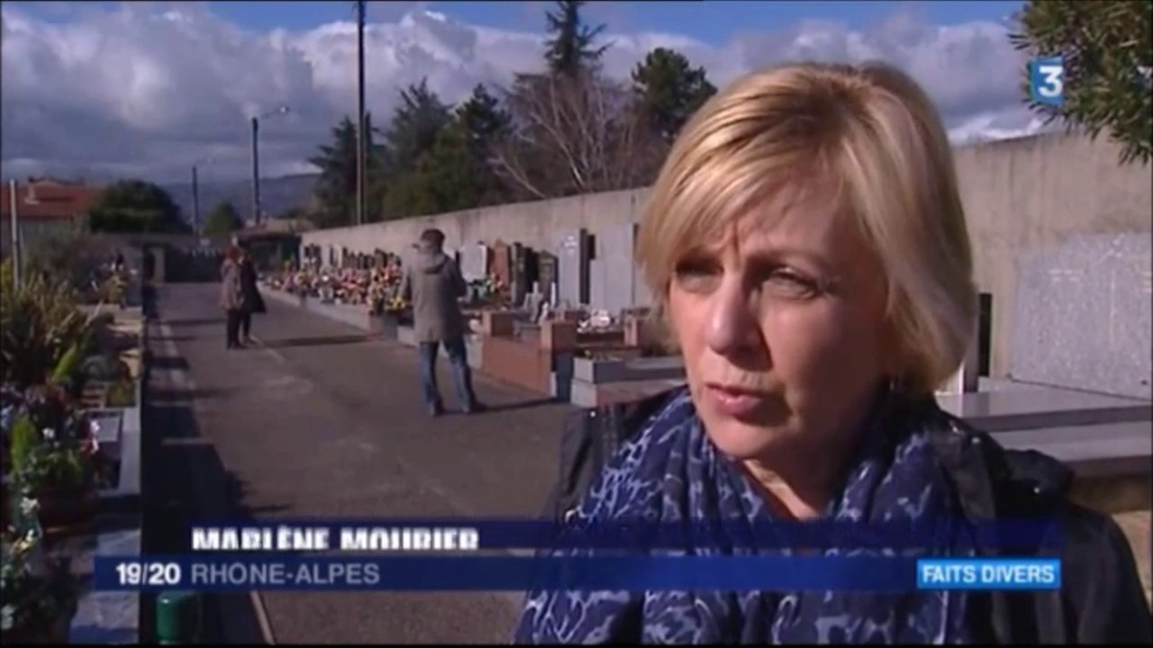 Des tombes vandalisées au cimetière de Bourg-lès-Valence (France 3 19/20 Rhône-Alpes, 14 février 2016)