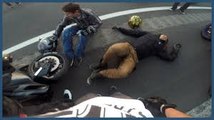 MOTORCYCLE ACCIDENT Rider Flips Over Front Of Motorcycle At TSR 2016