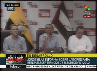Ofrece Vicepresidente de Ecuador cifras sobre el sismo