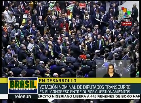 Diputados de Brasil votan sobre juicio político a mandataria Rousseff