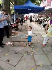 Brave Toddler Defends Grandmother - Funny video,