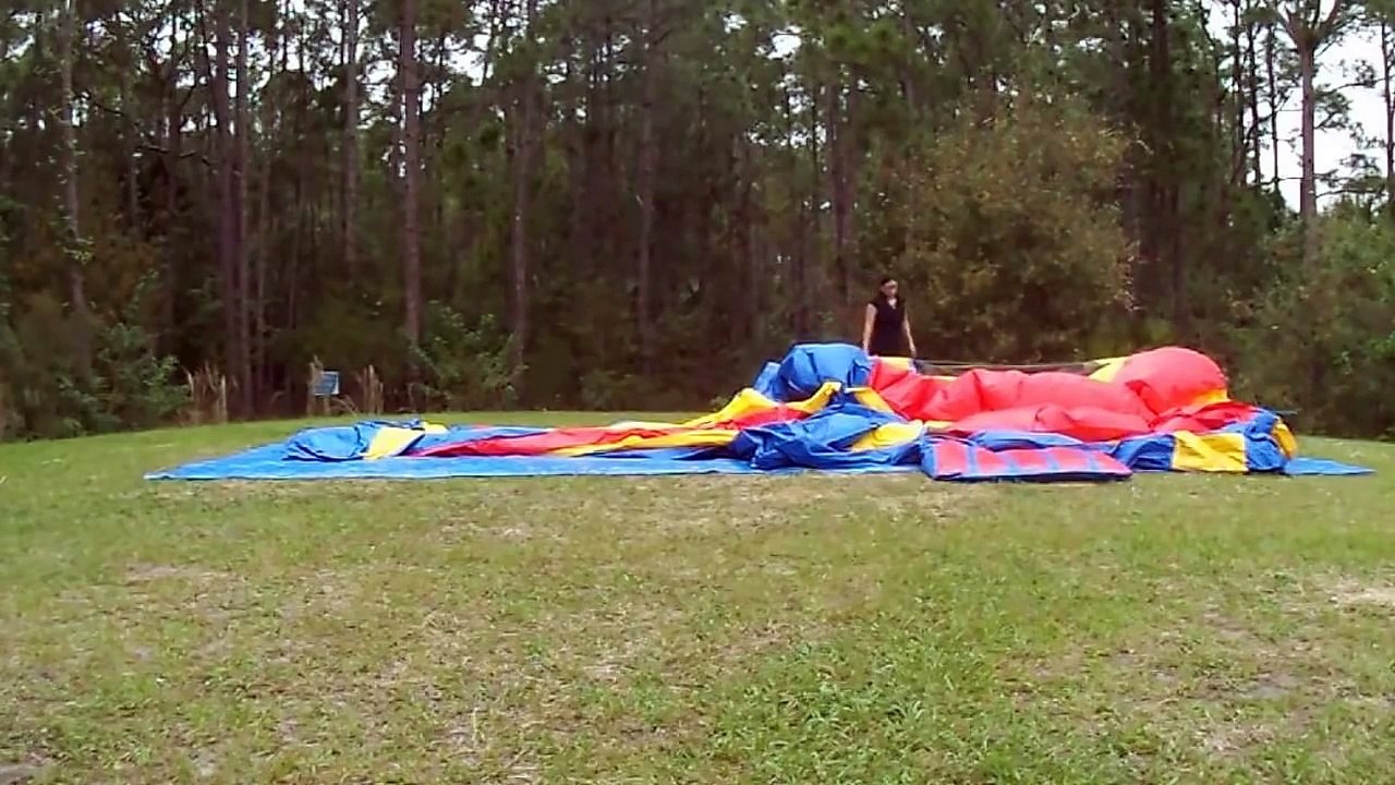 Rainbow Bounce House setup