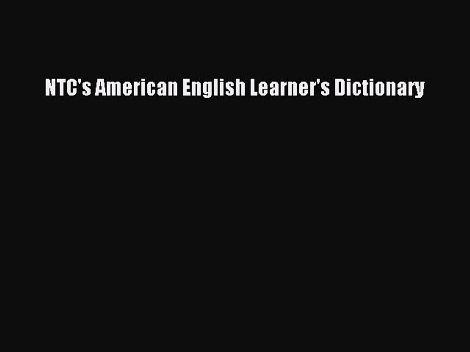 Download NTC's American English Learner's Dictionary PDF Free