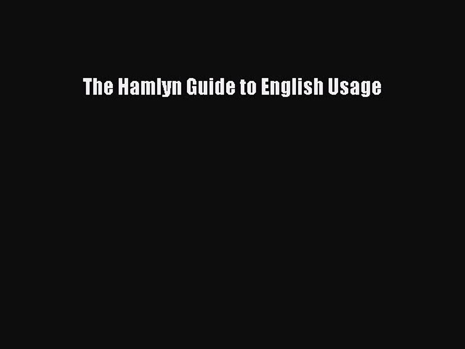 Download The Hamlyn Guide to English Usage PDF Free