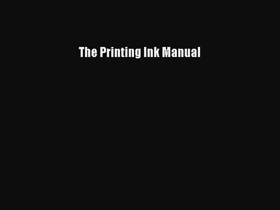 Download The Printing Ink Manual Ebook Free
