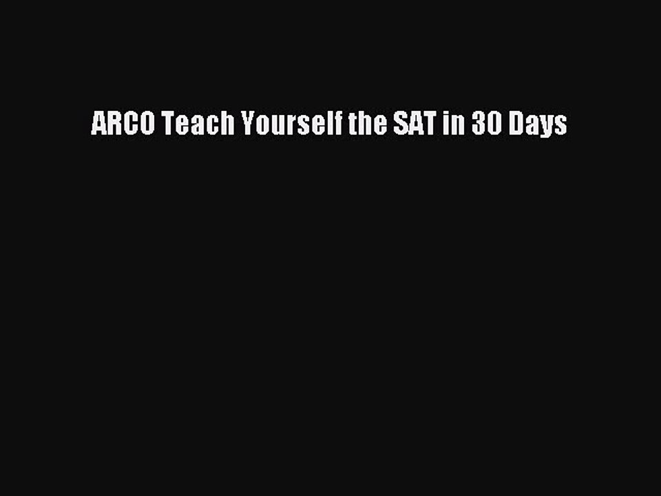 Read ARCO Teach Yourself the SAT in 30 Days Ebook Free