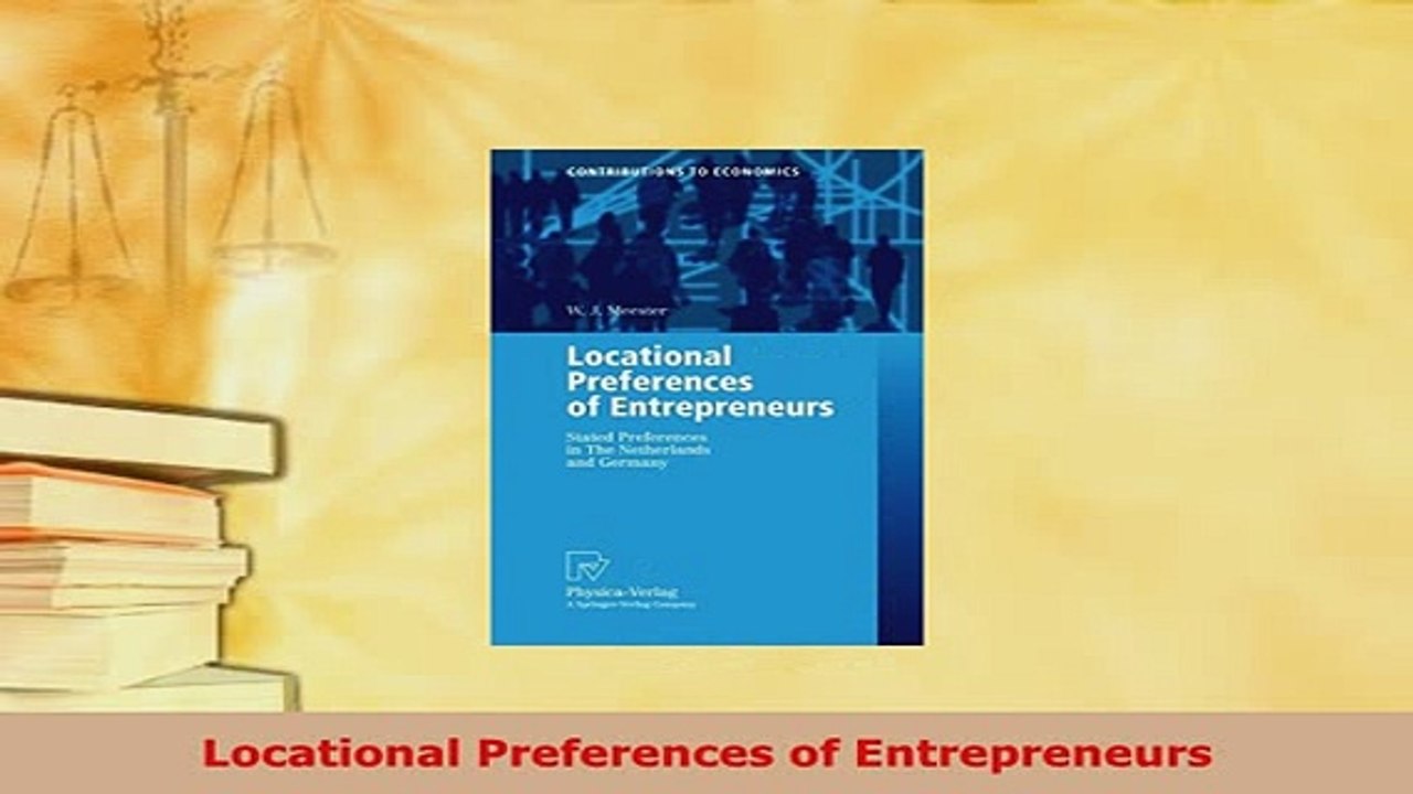 PDF  Locational Preferences of Entrepreneurs Ebook