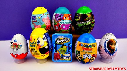 Скачать видео: Giant Play Doh - Kinder Surprise Shopkins Frozen Peppa Pig Spongebob TMNT 2016 - Surprise Eggs