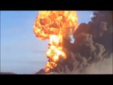 Petrol yüklü trenin patlama anı kamerada