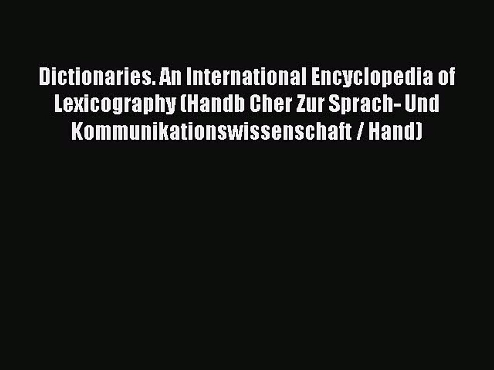 Download Dictionaries. An International Encyclopedia of Lexicography (Handb Cher Zur Sprach-