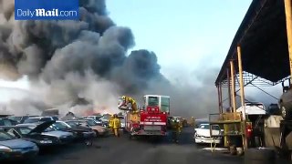 Firefighters battle massive blaze at LA area junkyard   Daily Mail Online