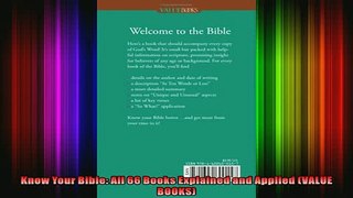Read  Know Your Bible All 66 Books Explained and Applied VALUE BOOKS  Full EBook