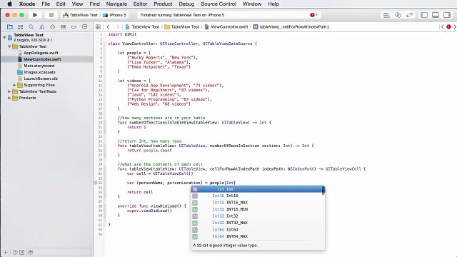 iOS Development with Swift Tutorial - 21 - Populating a Table from a Data Source