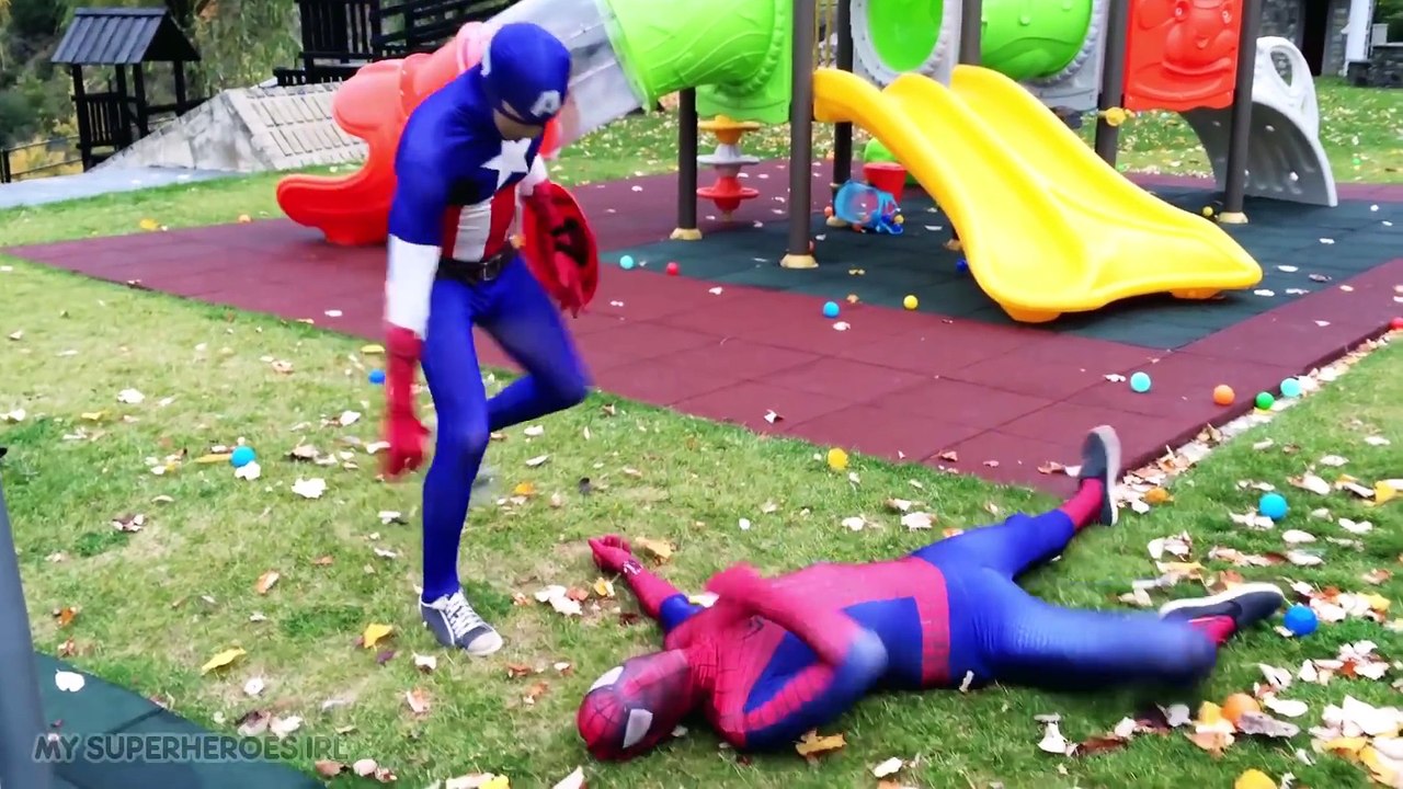 Spiderman VS Venom VS Captain America Superheroes in Real Life - Fun Playlist Movie