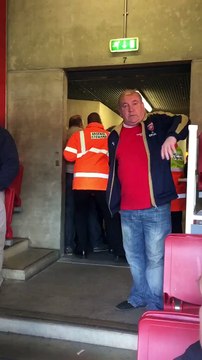 Fan clashed stewards in the North Bank end