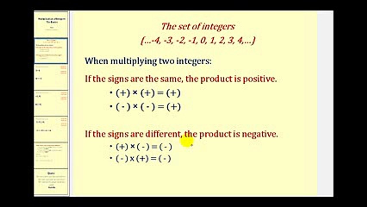 Math Multiplying Integers - The Basics