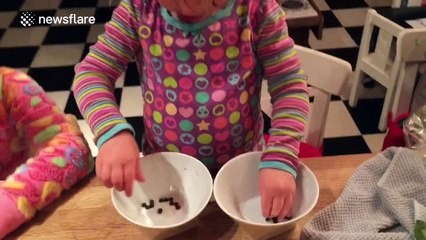 Dad conducts 'science' experiment to see why children always pick bowl with more food
