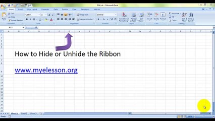 Hide Or Unhide The Ribbon in Excel Hindi