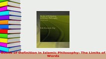 Download  Books of Definition in Islamic Philosophy The Limits of Words  Read Online