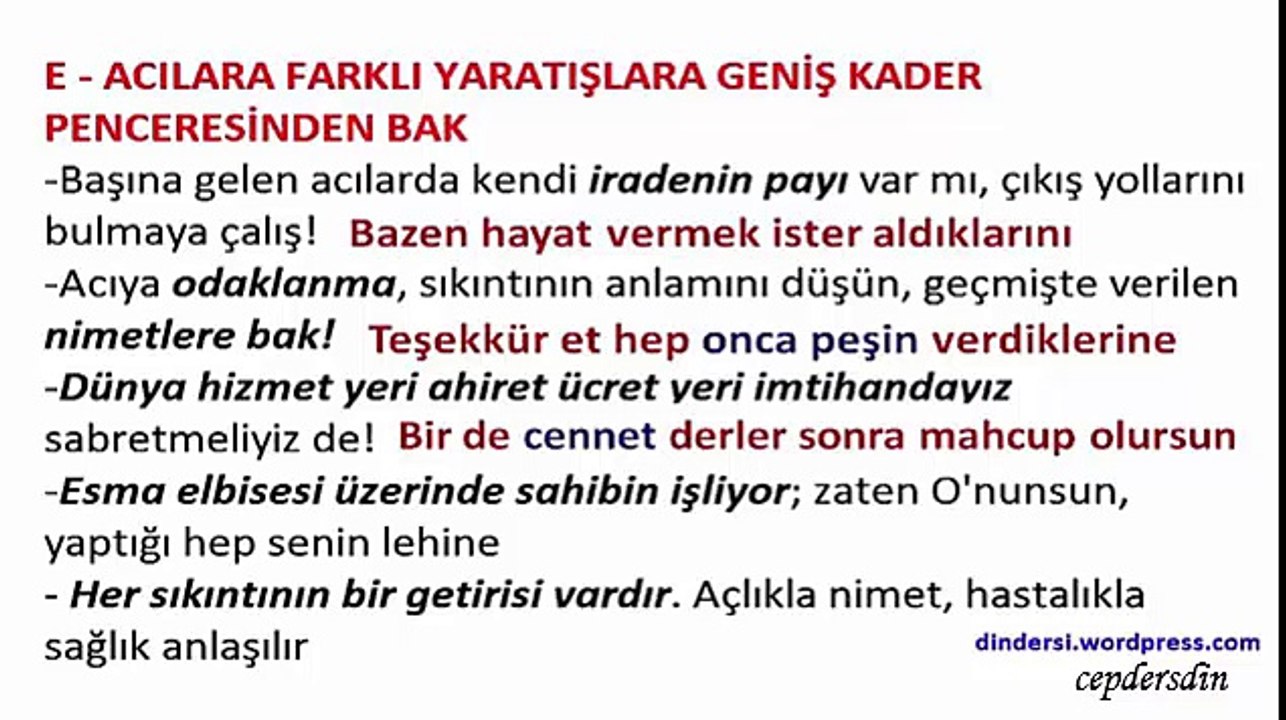 11.Sınıf 1.Ünite 2- Musibetler Kader irade uyumu - Sesli anlatım - dindersi.wordpress
